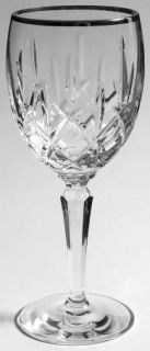 Gorham Lady Anne Platinum Water Goblet   Clear, Cut, Platinum Trim