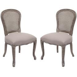 Safavieh Riveria Antiqued Oak Finish Taupe Side Chairs (set Of 2) (TaupeMaterials Viscose blend fabric, oak woodFinish Antiqued finish oakSeat height 19.9 inchesDimensions 38.2 inches high x 19.9 inches wide x 24.6 inches deepNumber of boxes this will