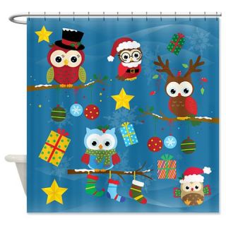  Christmas Owls Shower Curtain  Use code FREECART at Checkout