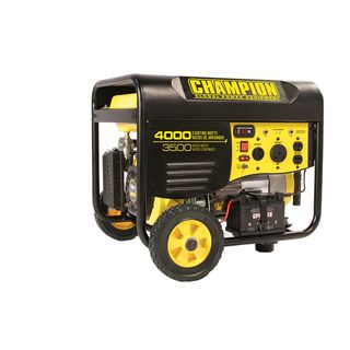 Champion 3500 Watt Portable Generator With Remote Electric Start and Rv Outlet (Black and yellowStyle GasSafety Low oil shut off, push to reset circuit breaker and RV outletOutput 120 voltsMax AC output 4000 wattsRated AC output 3500 wattsWatts 3500