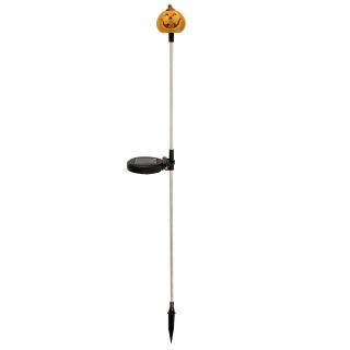 Solar Pumpkin Round Garden Stake Led Light (set Of 2) (33 inches long all the poles linked together except for decoration lamp1.8 inches x 1.5 inches square panelPackage Two (2) decorative pumpkin round lamp poly resin 3 inches high x 3 inches long x 3 i