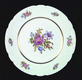 Royal Jackson Victorian Dinner Plate, Fine China Dinnerware   Floral, Gold Inner
