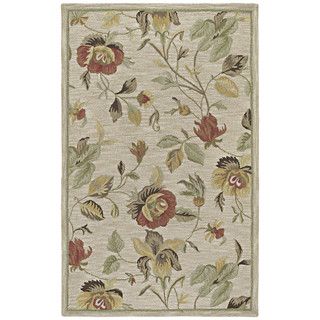 Hand tufted Lawrence Oatmeal Floral Wool Rug (50 X 79)