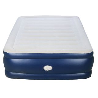 Airtek Deluxe Full size Raised Flocked Air Bed With Built in Pump