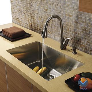 Vigo Undermount Stainless Steel Kitchen Sink/ Faucet/ Dispenser