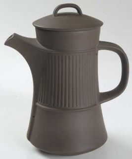 Dansk Fluted Flamestone Brown Small Coffee Pot & Lid, Fine China Dinnerware   De