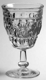 Paden City Chavalier Clear Water Goblet   Stem #90, Clear, Dot Design, Pressed
