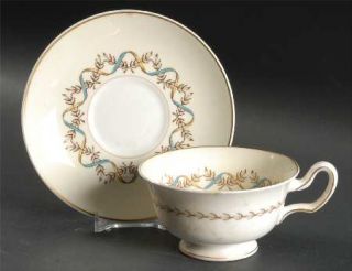 Wedgwood Sandringham Blue Footed Cup & Saucer Set, Fine China Dinnerware   Blue,