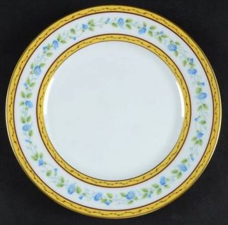 Ceralene Morning Glory Ring Salad Plate, Fine China Dinnerware   Yellow Bands,Bl