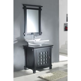 Wood Top Single Sink Bathroom Vanity With Matching Mirror