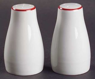 Gibson Designs Vibes Red Banded (Round) Salt & Pepper Set, Fine China Dinnerware