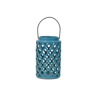 Turquoise Ceramic Lantern (TurquoiseMaterial CeramicQuantity One (1)Dimensions 10.83 inches high x 6.69 inches wide x 6.69 inches deepFor decorative purposes only CeramicQuantity One (1)Dimensions 10.83 inches high x 6.69 inches wide x 6.69 inches de