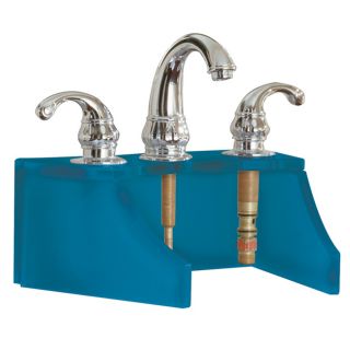 Tempered Glass Frosted Blue Faucet Stand