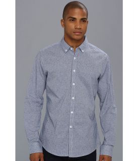 Marc Ecko Cut & Sew Austin Check L/S Woven Shirt Mens Long Sleeve Button Up (Navy)