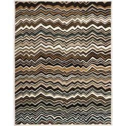 Handmade Chatham Zig Zag Brown New Zealand Wool Rug (8 X 10)