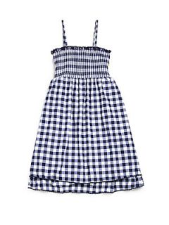 Juicy Couture Girls Gingham Style Ruffled Coverup Dress   Navy