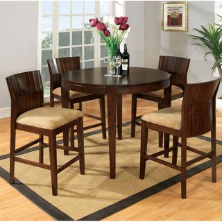 Furniture Of America Walnut Finish 5 piece Dining Set (Solid wood, wood veneers, fabricFinish Walnut Seat dimensions 24.25 inches high x 18 inches deepDining table dimension 36 inches high x 42 inches wide x 42 inches deepDining chair dimension 41.75 