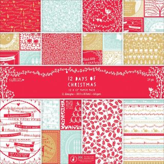 Papermania 12 Days Of Christmas Paper Pack 12 X12 24/sheets  12 Designs/2 Each, 160gsm