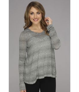 TWO by Vince Camuto Mixed Stripe Crossover Back L/S Tee Womens Long Sleeve Pullover (Black)