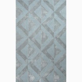 Hand made Blue Polyester Textured Rug (4x6)