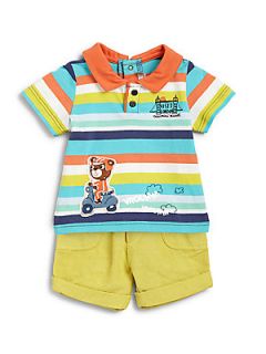 Catimini Infants Two Piece Striped Polo Tee & Shorts Set  