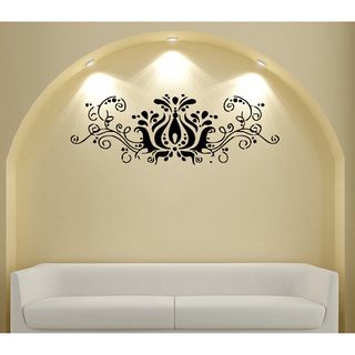 Floral Pattern Vinyl Wall Decal (Glossy blackEasy to applyDimensions 25 inches wide x 35 inches long )