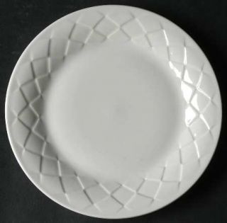 Gibson Designs Basket Salad Plate, Fine China Dinnerware   All White,Large Baske