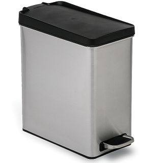 Simplehuman Rectangular Stainless Steel Waste Cans   Step On Can   6.6Wx14.2Dx13.3H   Stainless Steel