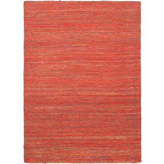 Hand woven Silky Aurora Red Wool Kilim Rug (47 X 67)