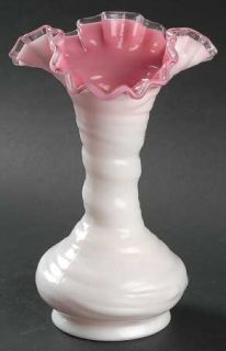 Fenton Peach Crest 8 Inch Flower Vase   Peach/White,Crystal Edge