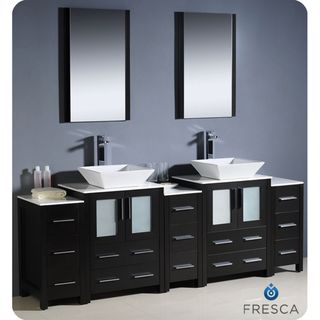 Fresca Torino 84 inch Espresso Modern Bathroom Double Vanity With 3 Side Cabinets And Vessel Sinks