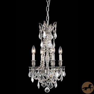 Christopher Knight Home Zurich 4 light Royal Cut Crystal/ Pewter Chandelier (Crystal and aluminumFinish PewterNumber of lights Four (4)Requires four (4) 60 watt max bulb (not included)Bulb type E12, 110V 125V5 feet of chain/wire includedDimensions 13 