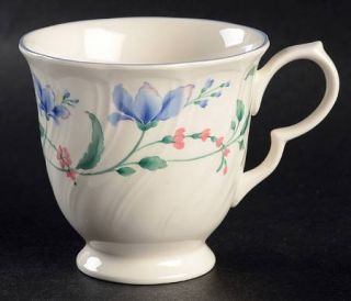 Nikko Floriana Footed Cup, Fine China Dinnerware   Blossomtime,Blue Flowers,Gree