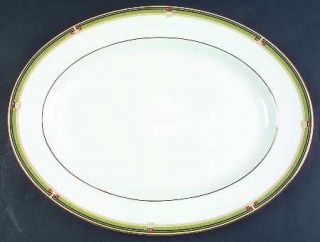 Wedgwood Oberon 15 Oval Serving Platter, Fine China Dinnerware   Bone, Black, G