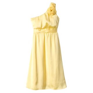 TEVOLIO Womens Satin One Shoulder Rosette Dress   Sassy Yellow   10
