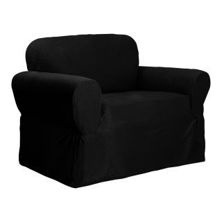 Stretch Dot 1 pc. Stretch Chair Slipcover, Black