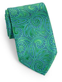Charvet Paisley Silk Tie   Apple Green