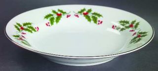 All the Trimmings Christmas Holly (Porcelain) Rim Soup Bowl, Fine China Dinnerwa