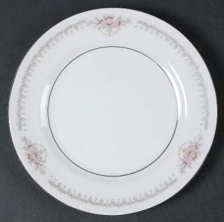 Mikasa Chalet Bread & Butter Plate, Fine China Dinnerware   Pink Roses,Blue Leav