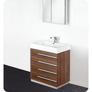 Fresca Livello 30 inch Walnut Bathroom Vanity And Medicine Cabinet