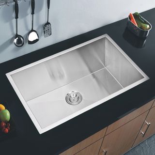 Water Creation Single Bowl Stainless Steel Undermount Kitchen Sink With Drain, Strainer, Bottom Grid