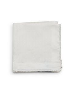 Silk Diamond Print Pocket Square   Off White