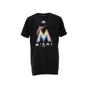 Miami Marlins adidas MLB Youth Team Logo Climalite T Shirt