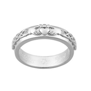 Sterling Silver Personalized Engraved Claddagh Wedding Band   9