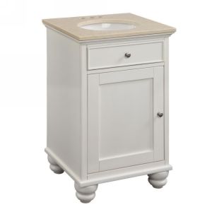 Belle Foret BF80608R Universal 20 Vanity Cabinet in White with Marble Vanity To