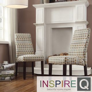 Inspire Q Kiess Geometric Print Fabric Wave Back Parson Chairs (set Of 2)