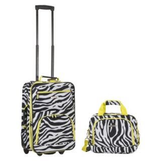 Rockland 19 Rolling Carry On with Tote   Lime Zebra