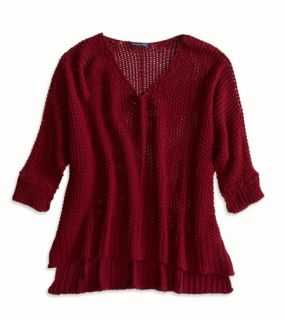 Burgundy V Neck Sweater Made In Italy By AEO, Womens One Size