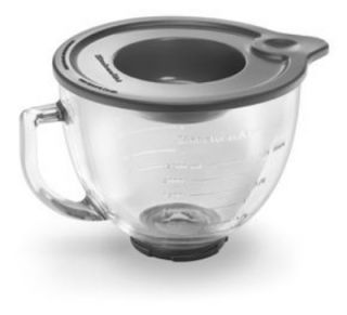 KitchenAid 5 qt Glass Bowl w/ Measurement Markings, Pour Spout, & Lid