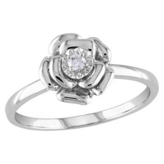 0.05 Carat Diamond Flower Cocktail Ring   Silver (Size 9)